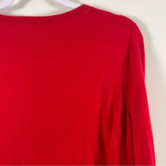 Talbots Supersoft Penguin Crewneck Sweater Red Size Medium Cashmere Blend Preppy - Picture 5 of 9
